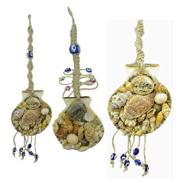 Cesme Themed Sea Shell Macrame Wall Hanging Decoration - 3