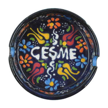 Cesme Themed Turkish Ceramic B Serie Ashtray Medium Size - 9