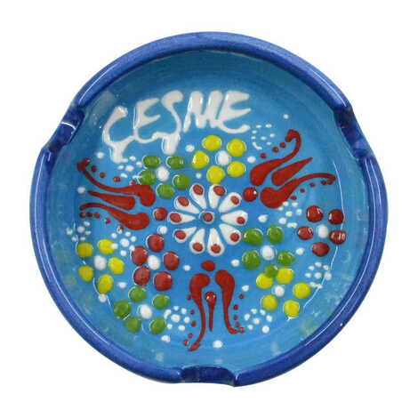 Cesme Themed Turkish Ceramic Relief Ashtray Small Size - 4