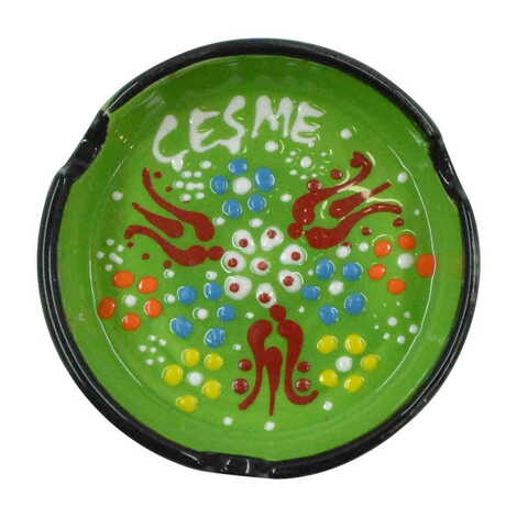 Cesme Themed Turkish Ceramic Relief Ashtray Small Size - 6