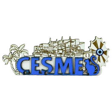 Cesme Themed Wooden Engraved Souvenir Fridge Magnet - 3