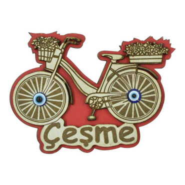 Cesme Themed Wooden Engraved Souvenir Fridge Magnet - 5