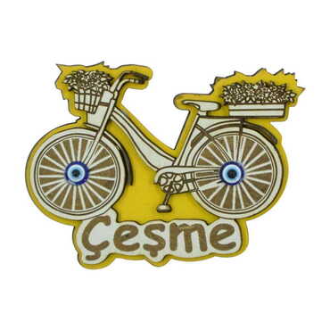 Cesme Themed Wooden Engraved Souvenir Fridge Magnet - 6