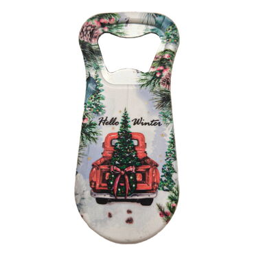 Christmas Themed Customised Uv Printed Plastic Base Plastic Base Bottle Opener 95x43 mm - 12