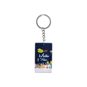 Christmas Themed Customised UV Printed Plastic Base Rectangle Keyring 31x106 mm - 6