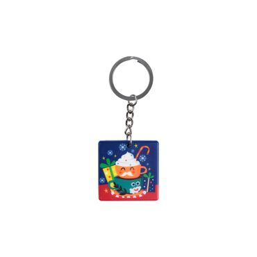 Christmas Themed Customised Uv Printed Plastic Base Round Keyring 40x108 mm - 3