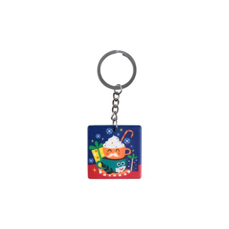 Christmas Themed Customised Uv Printed Plastic Base Round Keyring 40x108 mm - 3