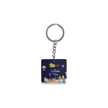 Christmas Themed Customised Uv Printed Plastic Base Round Keyring 40x108 mm - 6