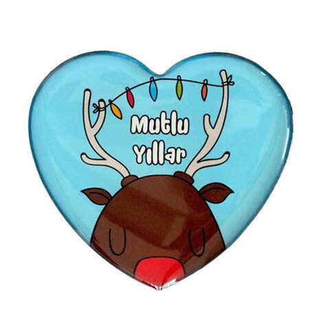 Christmas Themed Epoxy Dome Heart Souvenir Fridge Magnet 65x60 mm - 3