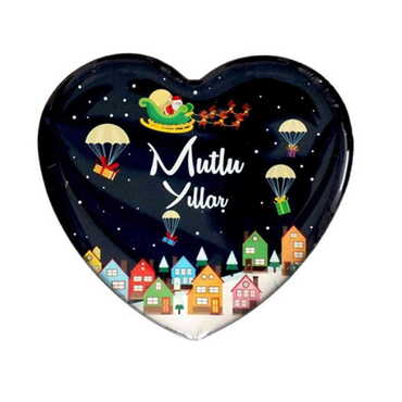 Christmas Themed Epoxy Dome Heart Souvenir Fridge Magnet 65x60 mm - 5