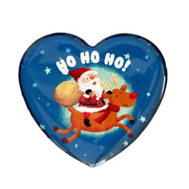 Christmas Themed Epoxy Dome Heart Souvenir Fridge Magnet 65x60 mm - 6