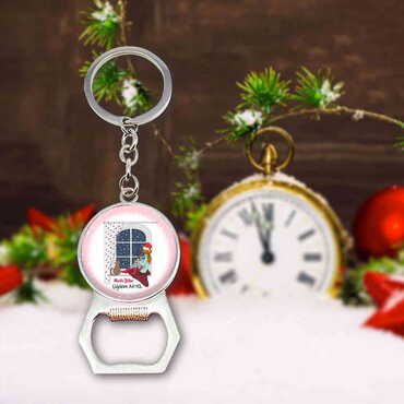 Christmas Themed Metal Keychain With Opener 35x120 mm - 2