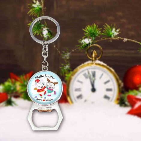 Christmas Themed Metal Keychain With Opener 35x120 mm - 8