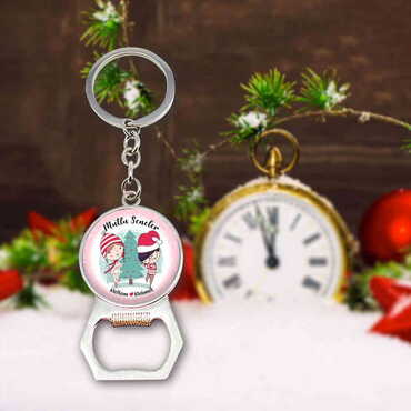 Christmas Themed Metal Keychain With Opener 35x120 mm - 9