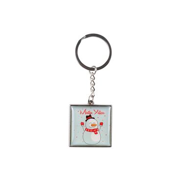 Christmas Themed Metal Square Shaped Double Sided Keychain 36x95 mm - 6