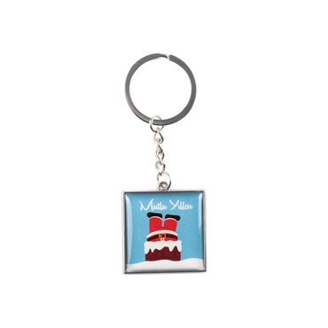 Christmas Themed Metal Square Shaped Double Sided Keychain 36x95 mm - 8