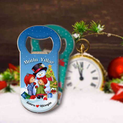 Christmas Themed Customizable Metal Magnetic Bottle Opener 95x42 mm - 6