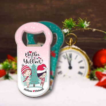 Christmas Themed Customizable Metal Magnetic Bottle Opener 95x42 mm - 8