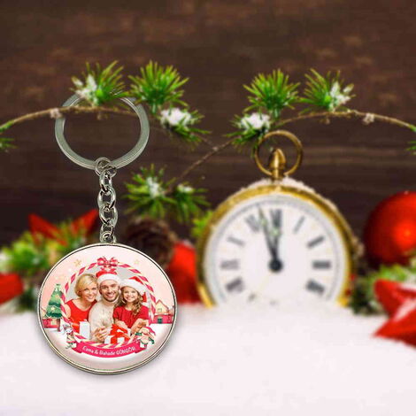 Christmas Themed Metal Round Keychain 40x100 mm - 2