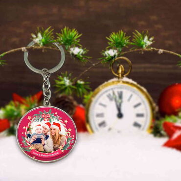 Christmas Themed Metal Round Keychain 40x100 mm - 3