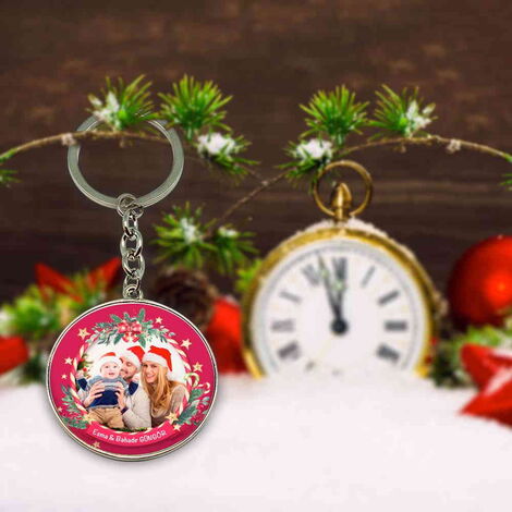 Christmas Themed Metal Round Keychain 40x100 mm - 3