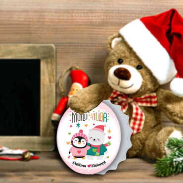 Christmas Themed Round Cap Shaped Magnetic Bottle Opener 63x15 mm - 11