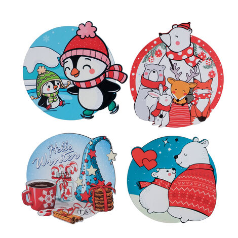 Christmas Themed Set of Four Wooden Coasters - 5