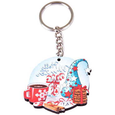 Christmas Themed Wooden Custom Printed Wooden Keyring - 6