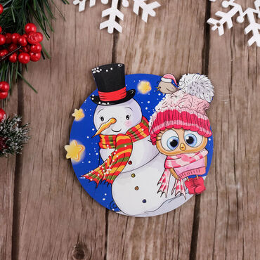 Christmas Themed Wooden Customised Round Travel Coaster 100 mm - 22