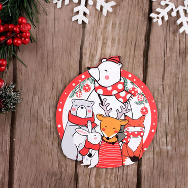 Christmas Themed Wooden Customised Round Travel Coaster 100 mm - 36