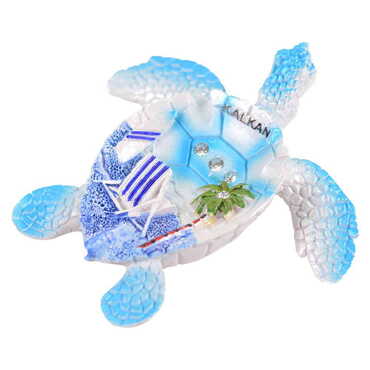 City Themed Polyester Turtle Shape Nacrous and Crystal Detailed Ashtray Small Size - 3