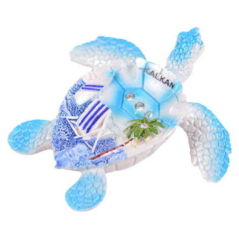 City Themed Polyester Turtle Shape Nacrous and Crystal Detailed Ashtray Small Size - 3