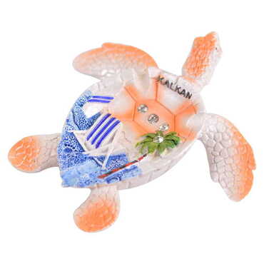 City Themed Polyester Turtle Shape Nacrous and Crystal Detailed Ashtray Small Size - 4