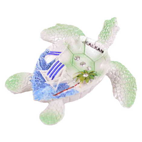 City Themed Polyester Turtle Shape Nacrous and Crystal Detailed Ashtray Small Size - 5