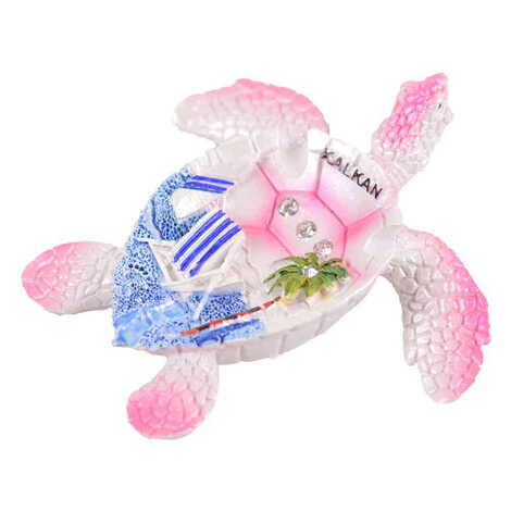 City Themed Polyester Turtle Shape Nacrous and Crystal Detailed Ashtray Small Size - 6