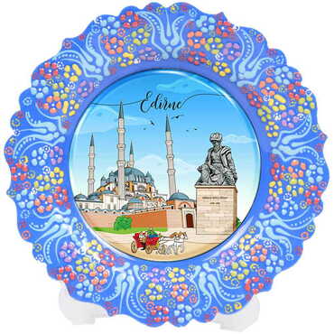 City Themed Turkish Ceramic Plate With Epoxy 12 Cm - 5