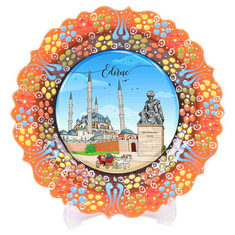 City Themed Turkish Ceramic Plate With Epoxy 12 Cm - 7