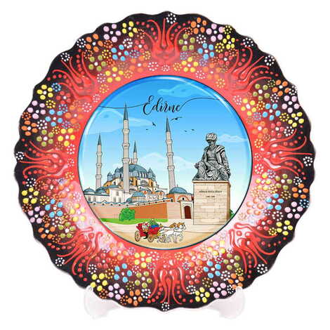 City Themed Turkish Ceramic Plate With Epoxy 12 Cm - 9