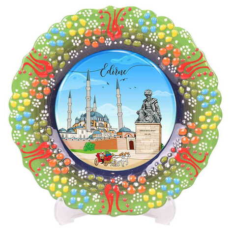 City Themed Turkish Ceramic Plate With Epoxy 12 Cm - 11