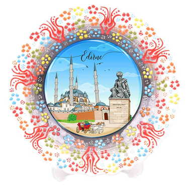 City Themed Turkish Ceramic Plate With Epoxy 12 Cm - 14