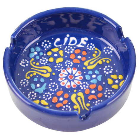 City Themed Turkish Ceramic Relief Ashtray Medium Size - 8