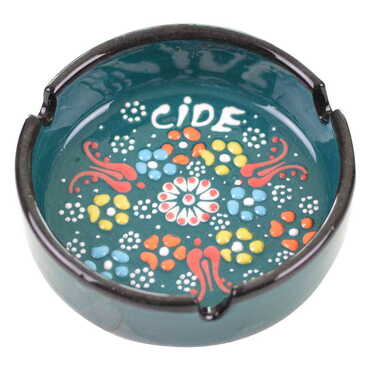 City Themed Turkish Ceramic Relief Ashtray Medium Size - 10