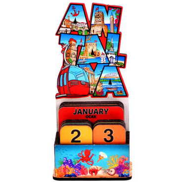 City Themed Wooden Table Calendar - 5