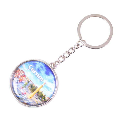 Corum Themed Metal Double Face Round Keychain 40x95 mm - 5