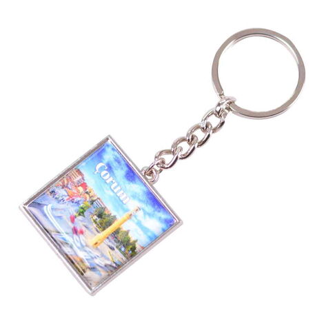 Corum Themed Metal Square Shaped Double Face Keychain 36x95 mm - 3