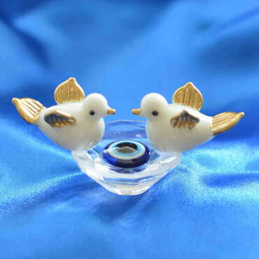 Crystal Bird Feeding Figurine No. 2 - 5