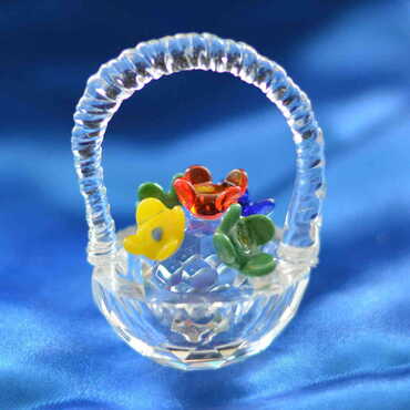 Crystal Flower Basket Figurine Small Size - 5