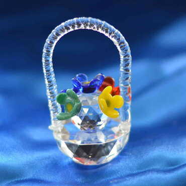 Crystal Flower Basket Figurine Small Size - 6