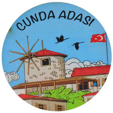 Toptan Cunda Temalı Ahşap Resimli Bardak Altlığı 100 mm - 5