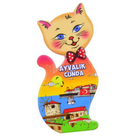 Toptan Cunda Temalı Uv Baskılı Kedi Şekilli Magnet 43x87 mm - 7